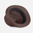 thumbnail image 6 of FKMJH Unisex Breathable Mesh Fedora Hat Summer Wide Brim Sun Beach Panama Hat Packable Lightweight Short Brim Adjustable Travel Hat Coffee,One Size, 6 of 7