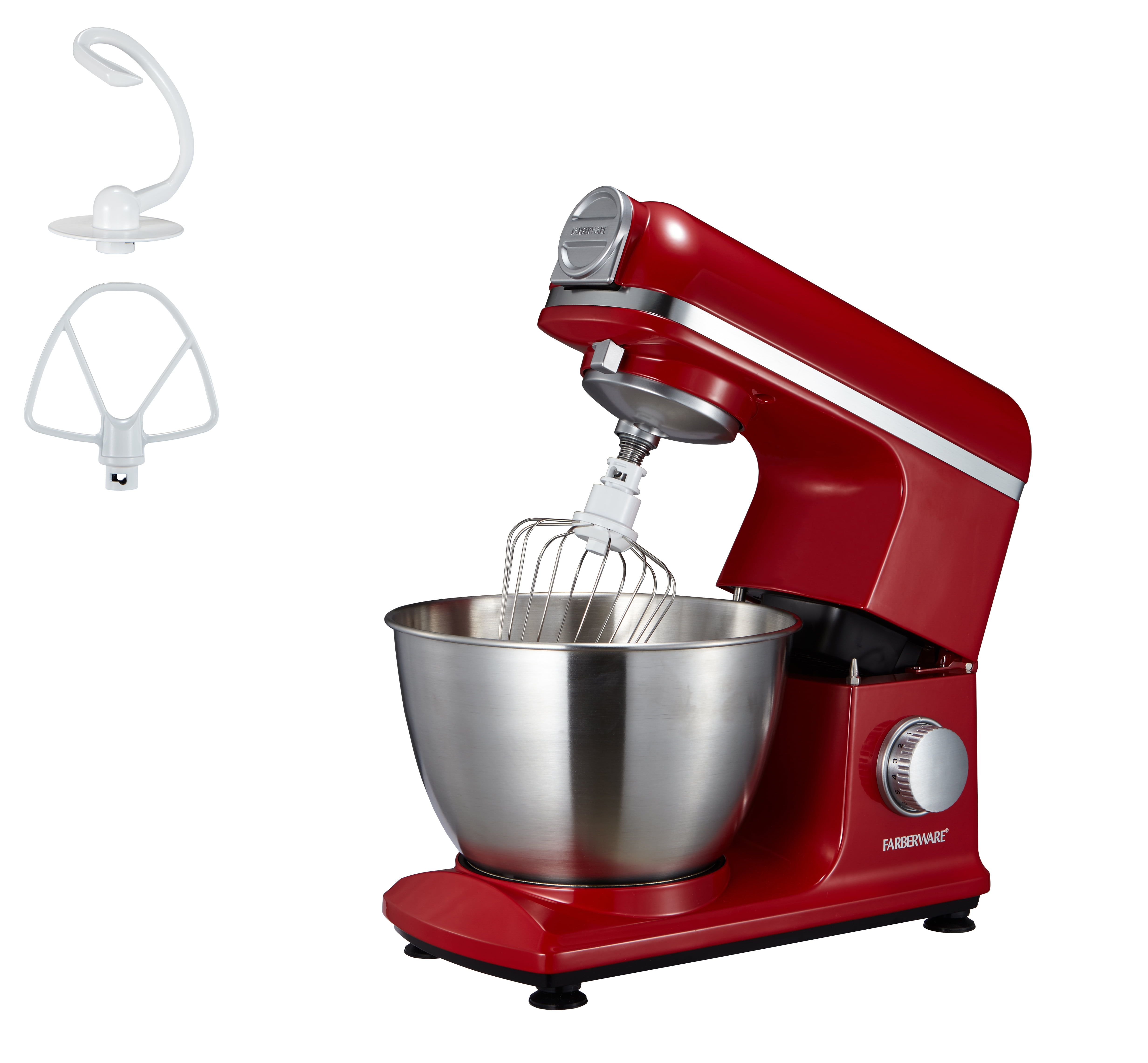 Farberware 5 Quart 600W 6-Speed Professional Stand Mixer with Beater, Dough  Hook and Whisk-New