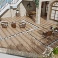 thumbnail image 5 of Miniyam 22 Pcs Interlocking Deck Tiles, 12" x 12", Wood-Plastic, for Outdoor Balcony Garden, Teak, 5 of 9