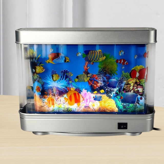 Luz artificial para acuario, luz nocturna con movimiento de pecera tropical falsa, moderna, imitadora, con peces en movimiento para decoración de