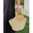 thumbnail image 4 of Kukuzhu Summer Holiday Straw Bag Women Large Handmade Woven Beach Travel Handbag Tote Bag with Rattan Handle, 4 of 7