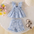thumbnail image 4 of Paguaki Toddler Girl Clothes Cute Bow Button Smocked Ruffle Sleeve Top And Shorts Baby Summer Spring Outfits Set, 4 of 9