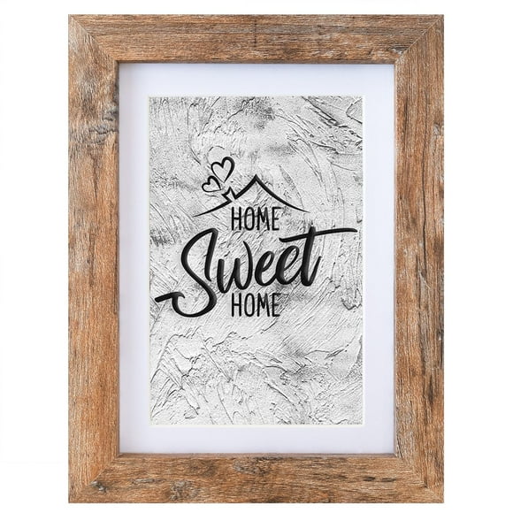 Califortree 5x7 Picture Frame - Can Display Photo 4x6 with Mat, Wood Frame with Shatterproof Plexiglass, Horizontal and Vertical Display for Wall and Tabletop, Rustic Brown