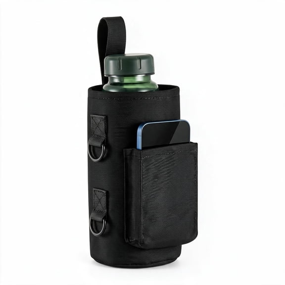 Magnetic Water Bottle Holder with Phone Pocket and Towel Hook, Gym Fitness Bottle Sleeve for Exercise Equipment