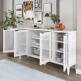 thumbnail image 5 of Clearance! TREXM Large Storage Space Sideboard with Artificial Rattan Door and Unobtrusive Doorknob for Living Room and Entryway (White), 5 of 9