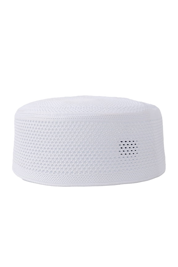 Knitted Cotton Turban Hat for Men Breathable Kufi Prayer Hat Ramazan Hijabs Caps Arabian Skull Hat White