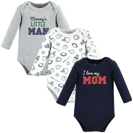 

Hudson Baby Infant Boy Cotton Long-Sleeve Bodysuits Love Mom 6-9 Months