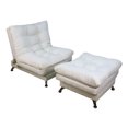 thumbnail image 1 of Sofá Cama Individual Sillón y Taburete NORVAL  Florencia Moderno en Lino Beige estructura de madera con pata cromada, 1 of 12