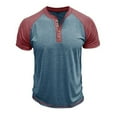 thumbnail image 4 of YLSDY Fashion Men's Henley Shirts Short Sleeve Cotton Blend Tee Casual Basic Button Summer T-Shirt Tops with Pocket Wine L, 4 of 6