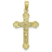 10k Yellow Gold INRI Crucifix with Scroll Tips Pendant