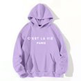 thumbnail image 2 of MSJUHEG Womens Hoodies Hoodie Women'S Letter Printed Hooded Pocket Sweater With Drawstring Sweatshirt For Women Purple S, 2 of 4