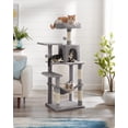 thumbnail image 2 of Feandrea - Árbol para gatos de varios niveles para interiores, torre para gatos tipo condominio con 4 postes para rascar, 2 posaderos, hamaca y cueva, gris claro, 56.3 pulgadas,, 2 of 5