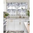 thumbnail image 4 of Navy Blue Leaves Swag Curtains for Living Room/Bedroom Windows, Summer Botanical Kitchen Curtains and Valances Set 36 Inch Length, Light Filtering Swags Valance Curtain Panels, 4 of 5