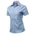 thumbnail image 2 of A2Y Women's Basic Durable Short Sleeve Button Down Business Office Formal Ladies Shirt Lightblue S, 2 of 6