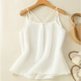 thumbnail image 5 of LangJing Cotton Linen Tank Tops for Women Loose Fit Crew Neck Camisole Solid Crisscross Back Shirts Summer Sleeveless Blouse White,XXL, 5 of 8