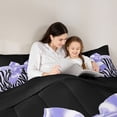 thumbnail image 5 of Erosebridal Cute Ribbon Bowknot 7 Pieces Bedding Comforter Set,Abstract Zebra Stripe Full Bedding Set For Girls Kids,Reversible black, 5 of 7