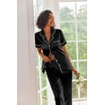 thumbnail image 3 of Avidlove Womens Satin Pajama Sets Silky Sleepwear Short Sleeve Button Down Shirts and Long Pant Loungewear 2 Piece Pjs Set, 3 of 8