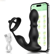 Xbonp Male Anal Plug Vibrator Prostate Massager with Vibrating Rings Butt Plug Sex Toy