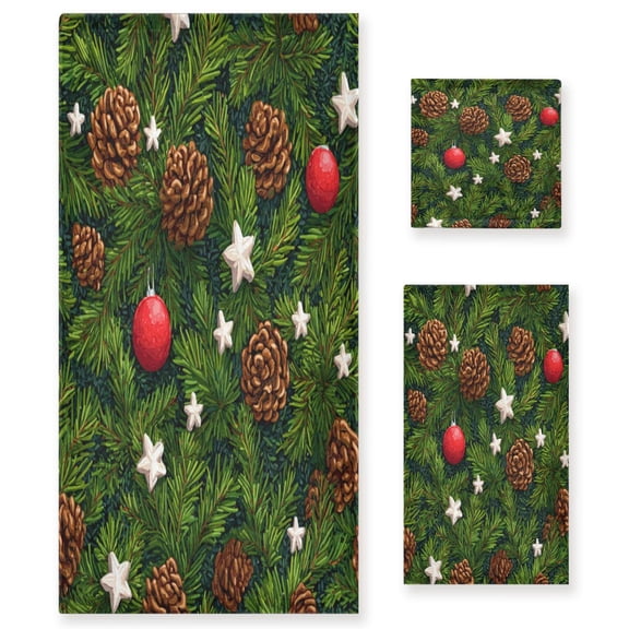 Three-Piece Towel Set Face Towel Towel Set Hand Towel Bath Towel Cotton Bath Towels Bath Towel Sets Hand Bath Towels Pinecone Christmas