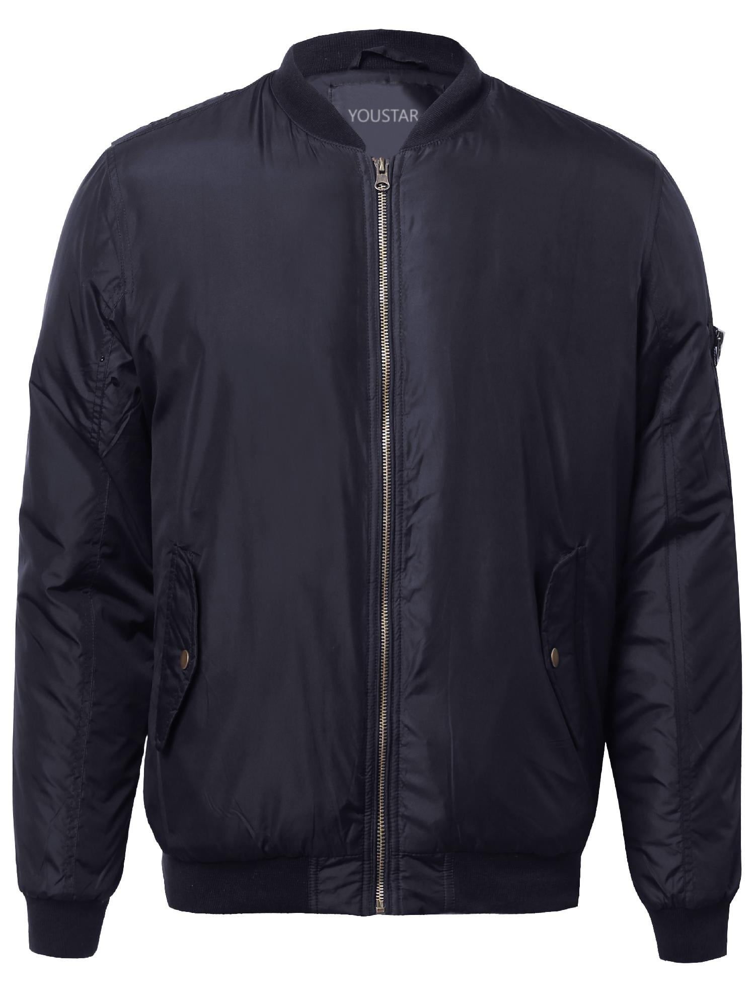 Men's Plus Size Zip Up Bomber Jacket with Multiple Pockets