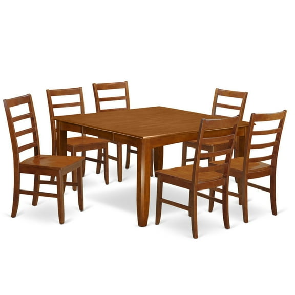 7 Pc Dining room set-Square Dining Table with Leaf along with 6 Dining Chairs