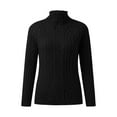 thumbnail image 4 of Curuila Women Turtleneck Sweater Knitted Solid Color Long Sleeve Fashion Thick Slim Fit Autumn Winter Pullover Black Size 3Xl, 4 of 5