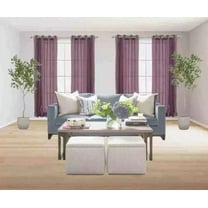 1 Piece Window Curtain MG Silky Shiny Faux Silk Solid Plum Egg Plant Semi Transparent 6 Grommets 52" wide X 95" length