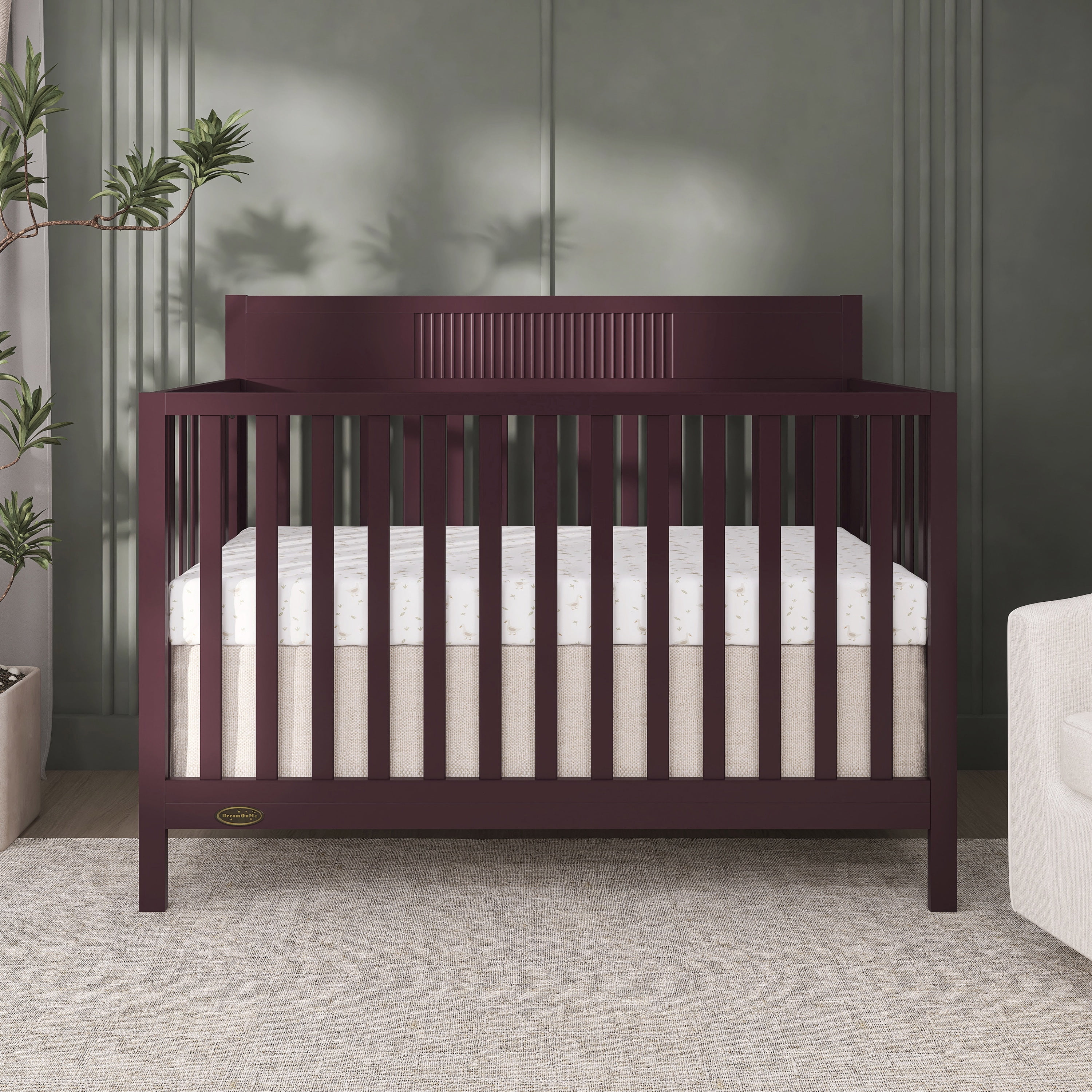 Dream On Me Ivy 5 in 1 Convertible Full-size Crib, Greenguard Gold & JPMA Certified, Converts from Baby Crib to Toddler Bed, Day Bed, Kids Bed and Full-size Bed, Auburn