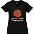 thumbnail image 3 of Inktastic I'm So Cute, I Must be Norwegian Sunflower Norway Flag Women's Plus Size V-Neck T-Shirt, 3 of 5