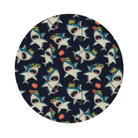 

Lukts Cartoon Sharks Leather Drinks Coasters Set of 4 Suitable or Drinks Furniture Protection and Easy Clean up