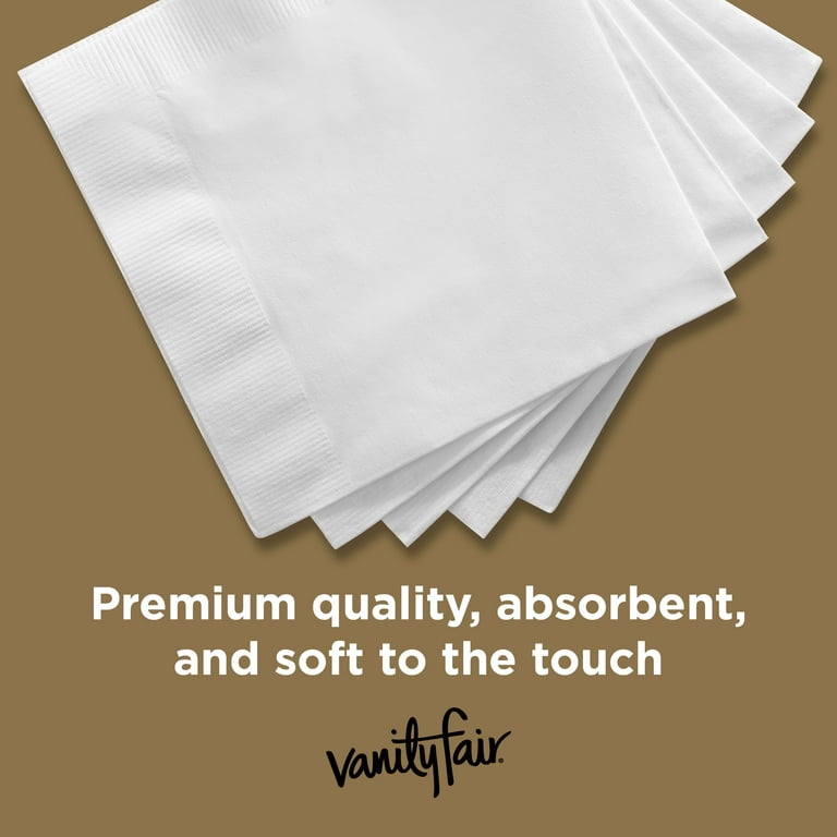 Vanity Fair Entertain Disposable Paper Napkins, White, 40 Count 
