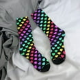 thumbnail image 5 of Hirioo Rainbow Hearts Pattern Adult Middle Tube Socks Breathable Sock Non-Pilling,Contrasting Color Design, 5 of 6