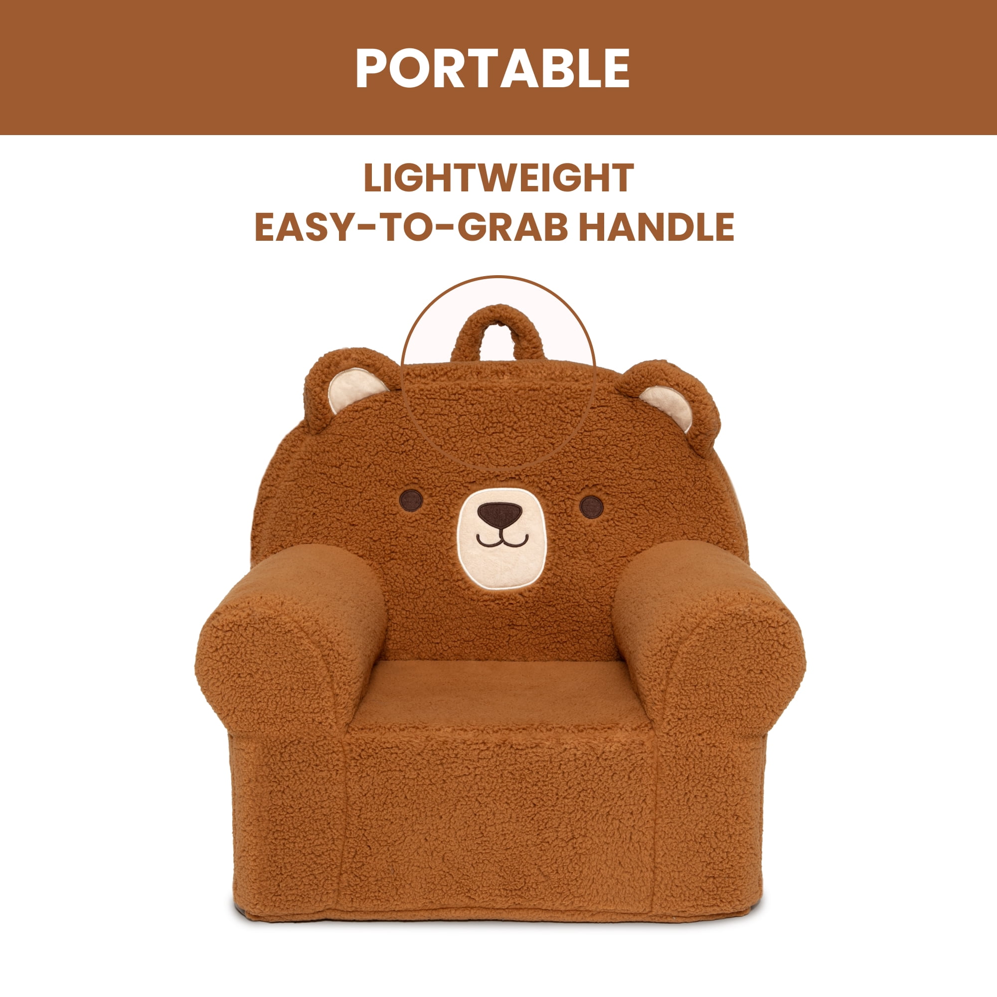 Delta Children Deluxe Teddy Bear Cozee Chair for Kids, Brown