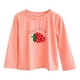 thumbnail image 2 of Cowsor Girls Strawberry Print Shirts Long Sleeve T-Shirts Letter Graphic Tees Fall Cotton Tshirts Tops, 2 of 3