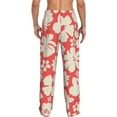 thumbnail image 3 of Balery Men'S Beige Flowers Pants,Sleepwear Pants,Pajama Pants,Pj Bottoms Drawstring And Pockets-Small, 3 of 9