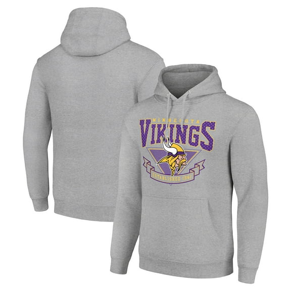 Men's Starter Heather Gray Minnesota Vikings -80s Inspired Pullover Hoodie