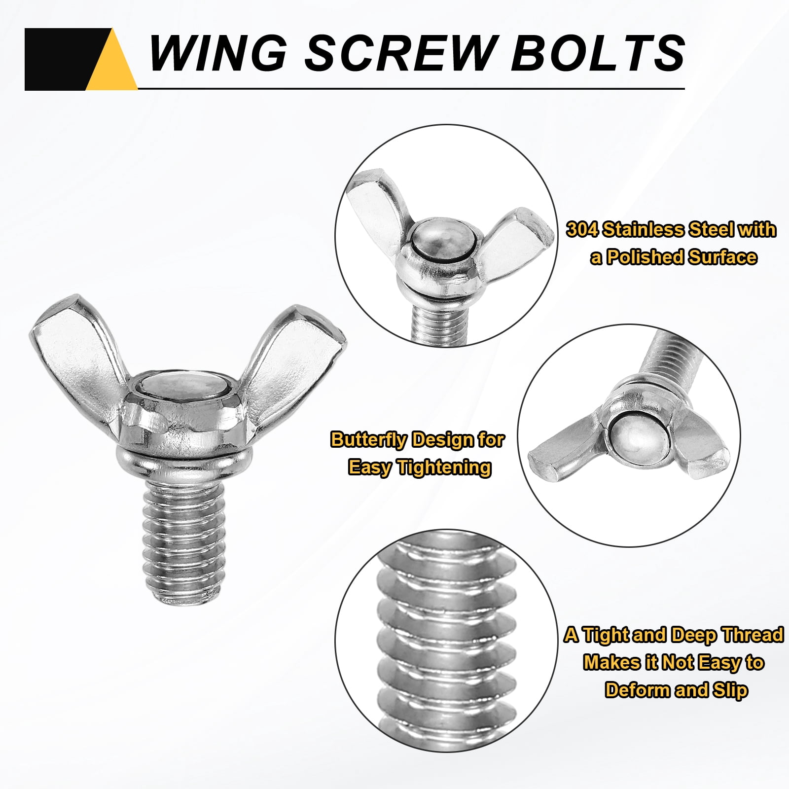 Uxcell 15 Pack 5/16-18" x 1/2" Wing Butterfly Screw Bolts, 304 Stainless Steel Machine Fastener, Thumb Hand Screws for Electronic Equipment, Silver Tone