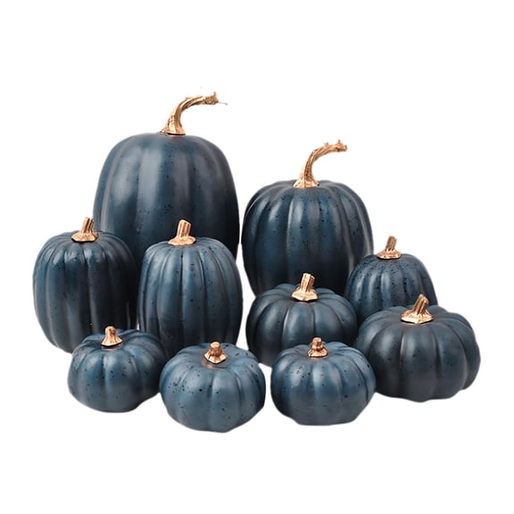 Clearance Under $9.99! 10 Pack Assorted Dark Blue Artificial Pumpkins, Fall & Halloween Table Decor