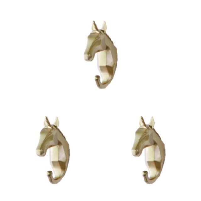 Guardoinrt Crochet Tête d'Animal Tête d'Éléphant en Résine pour Toucher Décoratif Unique Bon Doré (Cheval) 3Ensemble