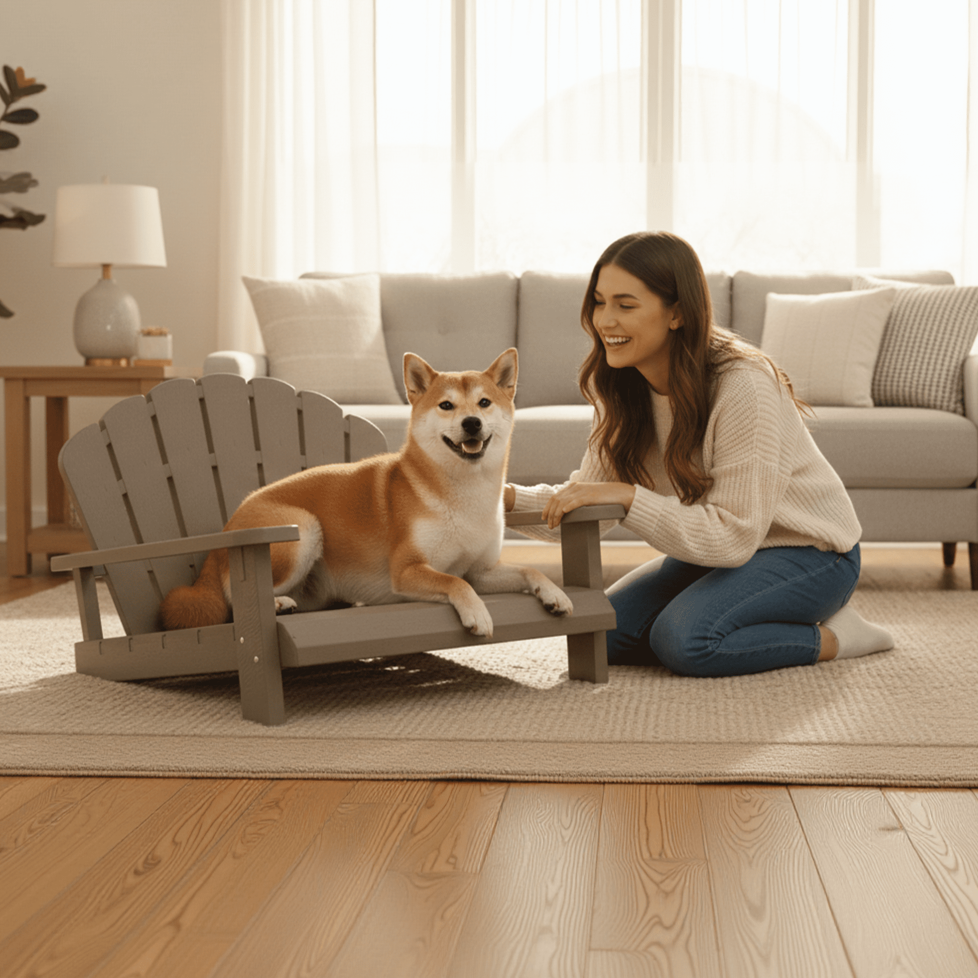 Bifanuo Resin Dog Bed,Waterproof & Washable Dog Bed, Easy to Assemble Indestructible Pet Bed,Suitable for Lliving Room,Bedroom,Patio,Garden,Gray