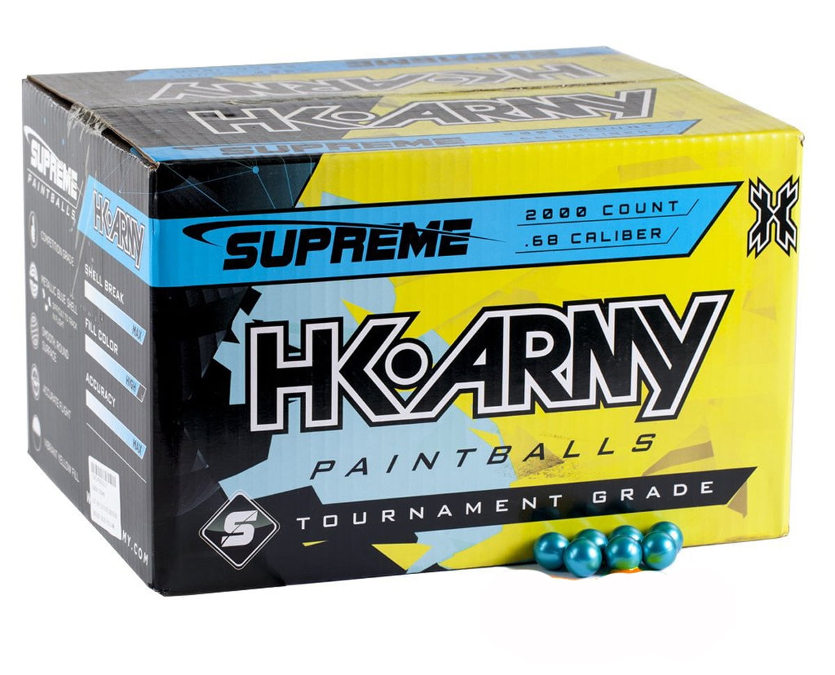 HK ARMY Paintballs Case of 2000 Rounds SUPREME PAINT Metallic Blue