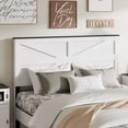 thumbnail image 3 of Noble House Queen Wood Platform Bed Frame,Barn Door Design Headboard & Footboard with Metal Slats Support,White, 3 of 5