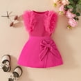 thumbnail image 2 of Gyexs Little Girls Cute Summer Clothes Size 2T-4T Sleeveless Ribbed Tops Bowknot Skirts 2 PC Outfit Sets Kids Clothing(Toddlers, 18M 12-18 Months, Red), 2 of 6