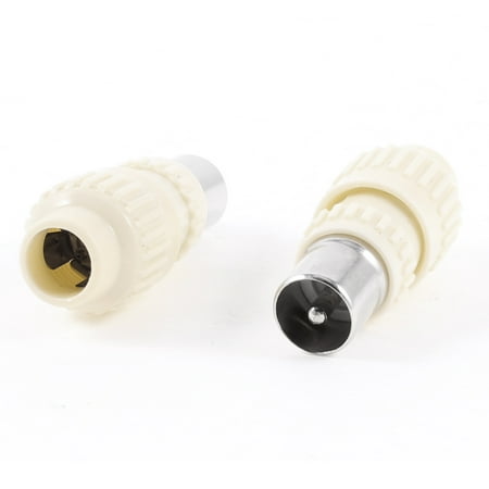 Catv Video - Unique Bargains 2 Pcs Beige Silver Tone CATV TV Video Coaxial Cable RF Male Plug Connector