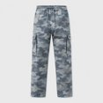 thumbnail image 4 of uvwlwu Mens Loose Camo Work Cargo Trousers Drawstring Waist Multi Storage Pockets Casual Outdoor Daily Long Pants,M, 4 of 4