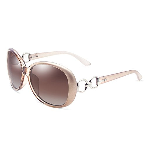 VeBrellen Womens Shades Polarized Sunglasses for Women UV Protection Eyewear Transparent Frame