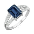 thumbnail image 2 of Mooneye 7X5mm Emerald Cut Blue Sapphire 925 Sterling Silver Solitaire Women Valentines Day Gift Ring, 2 of 4