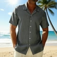 thumbnail image 2 of Mens Short Sleeve T-Shirts Top Shirt Formal Attire Striped Shirt Short Sleeves Black M, 2 of 7