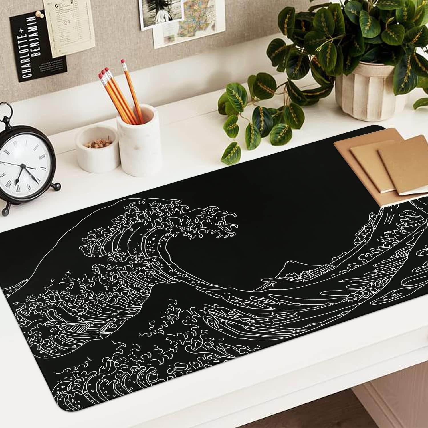 Large Mouse Pad (35.4x15.7 in), Desk Mat Gaming Mousepad with Stitched Edges, Keyboard Mouse Mat Desk Pad for Work, Game, Office, Home-Pink Topographic