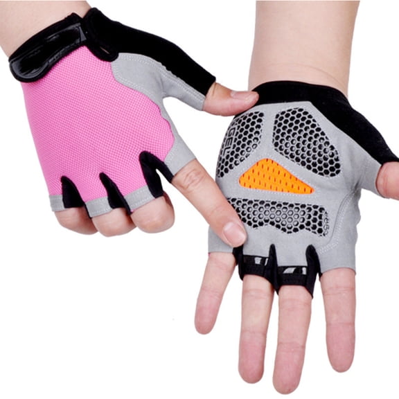 LEORX 1Pair Pink Half Finger Short Gloves Breathable for Outdoor Riding and Sports